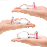 Heart Jeweled Glass Butt Plugs Set-French Quarter Lingerie